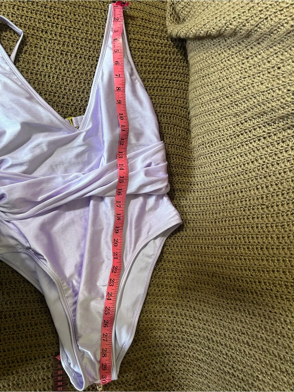Lilac One-Piece Swimsuit with Draped Waist
